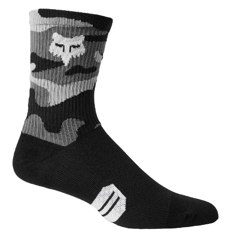 Bicycle socks with mesh top-Fox Racing 6" Ranger Sock - Black-White Camo