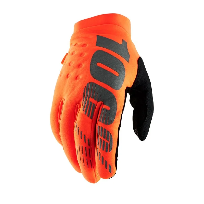 Bike riding shoes with front vents-100% Brisker Cold Weather MTB Glove - Fluo Orange-Black